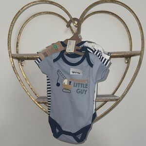 Chickpea 0-3mo 3 piece set Blue Baby Bodysuit